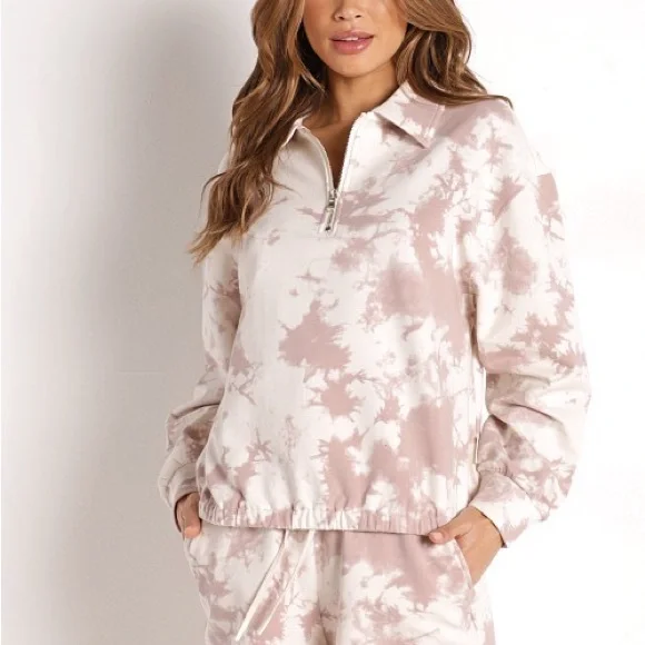 Varley Romero Sweatshirt in Taupe Tie Dye Size Large Cotton - Picture 6 of 12